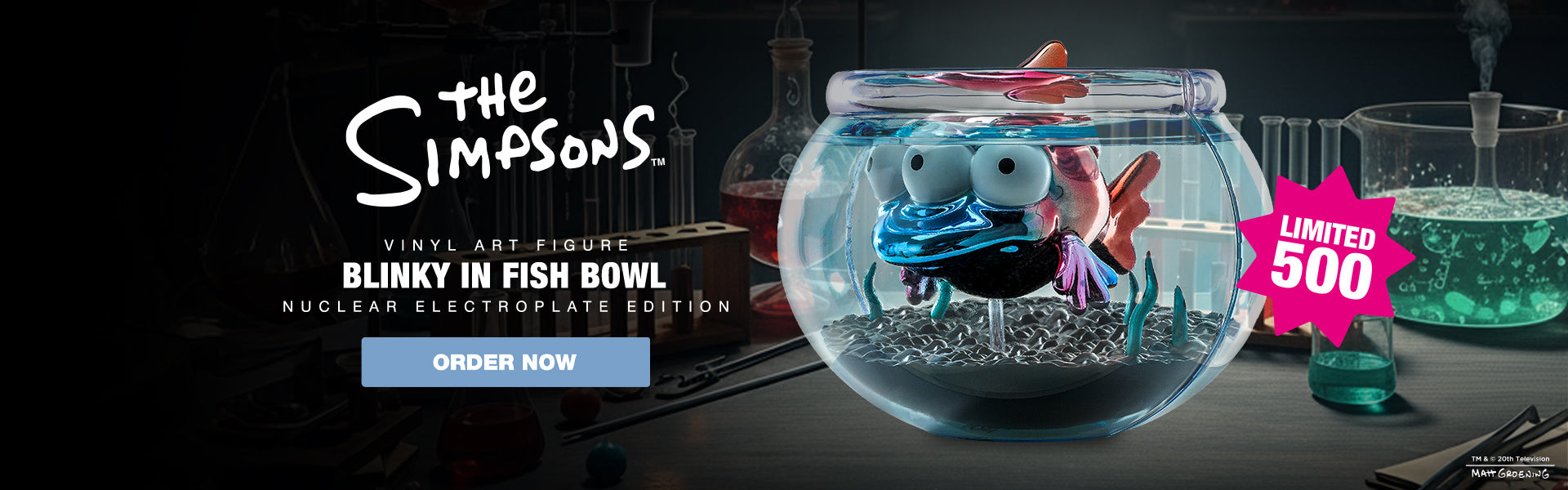 The Simpsons - Blinky in Fish Bowl 5.5” Vinyl Art Figure (Nuclear Electroplate Edition) - NYCC 2025 Debut - Kidrobot