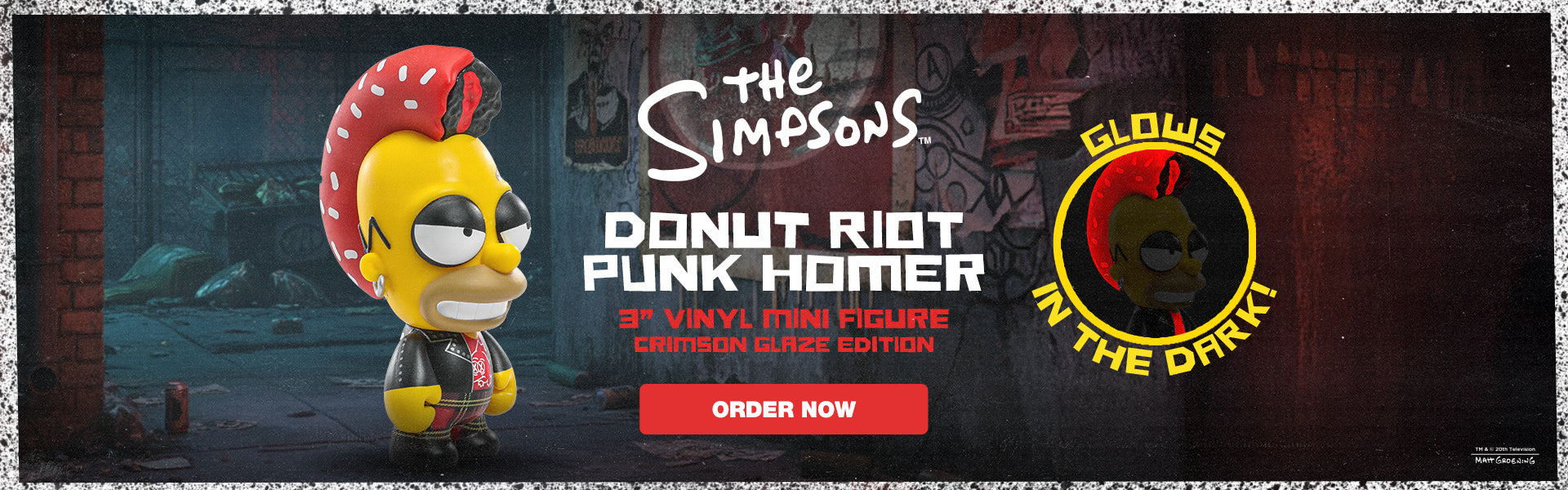 The Simpsons - Donut Riot Punk Homer 3" Vinyl Mini Figure - Crimson Glaze Edition (Limited Edition of 500) - Kidrobot.com Exclusive