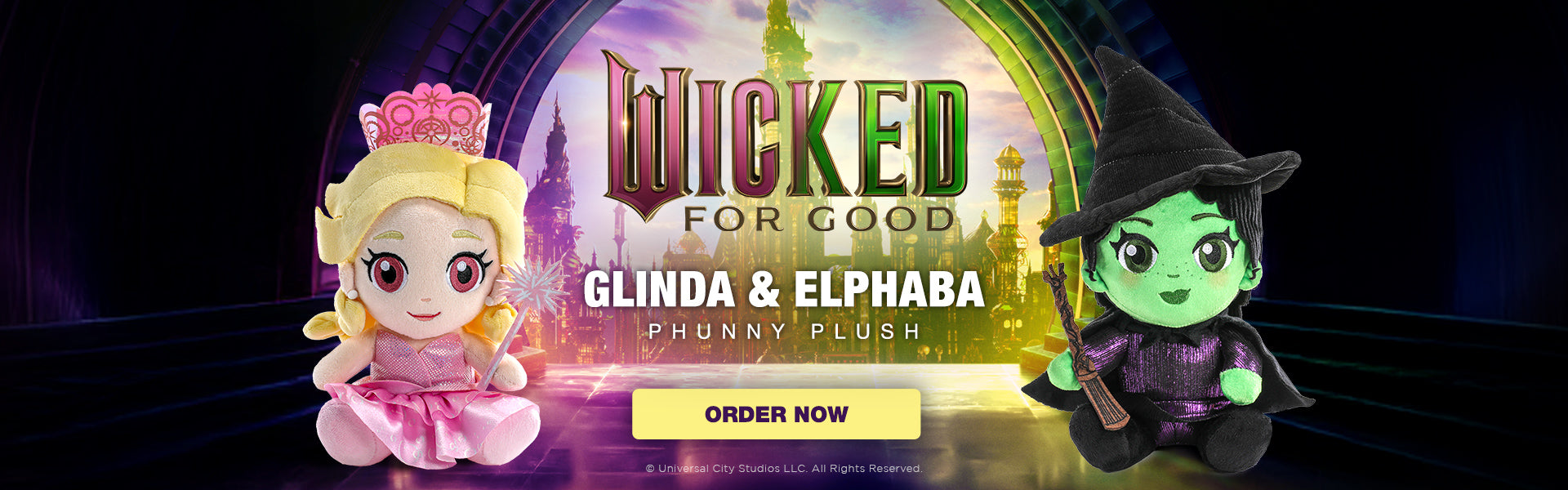 Glinda and Elphaba plush toys from 'Wicked for Good' at Kidrobot.com - Limited edition