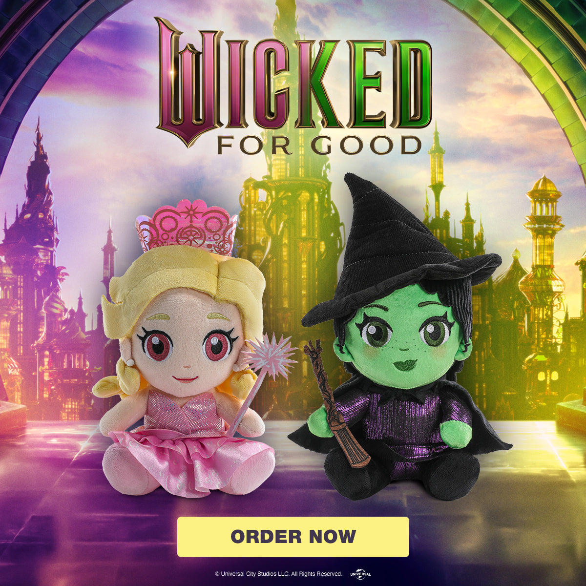 Glinda and Elphaba plush toys from 'Wicked for Good' at Kidrobot.com - Limited edition