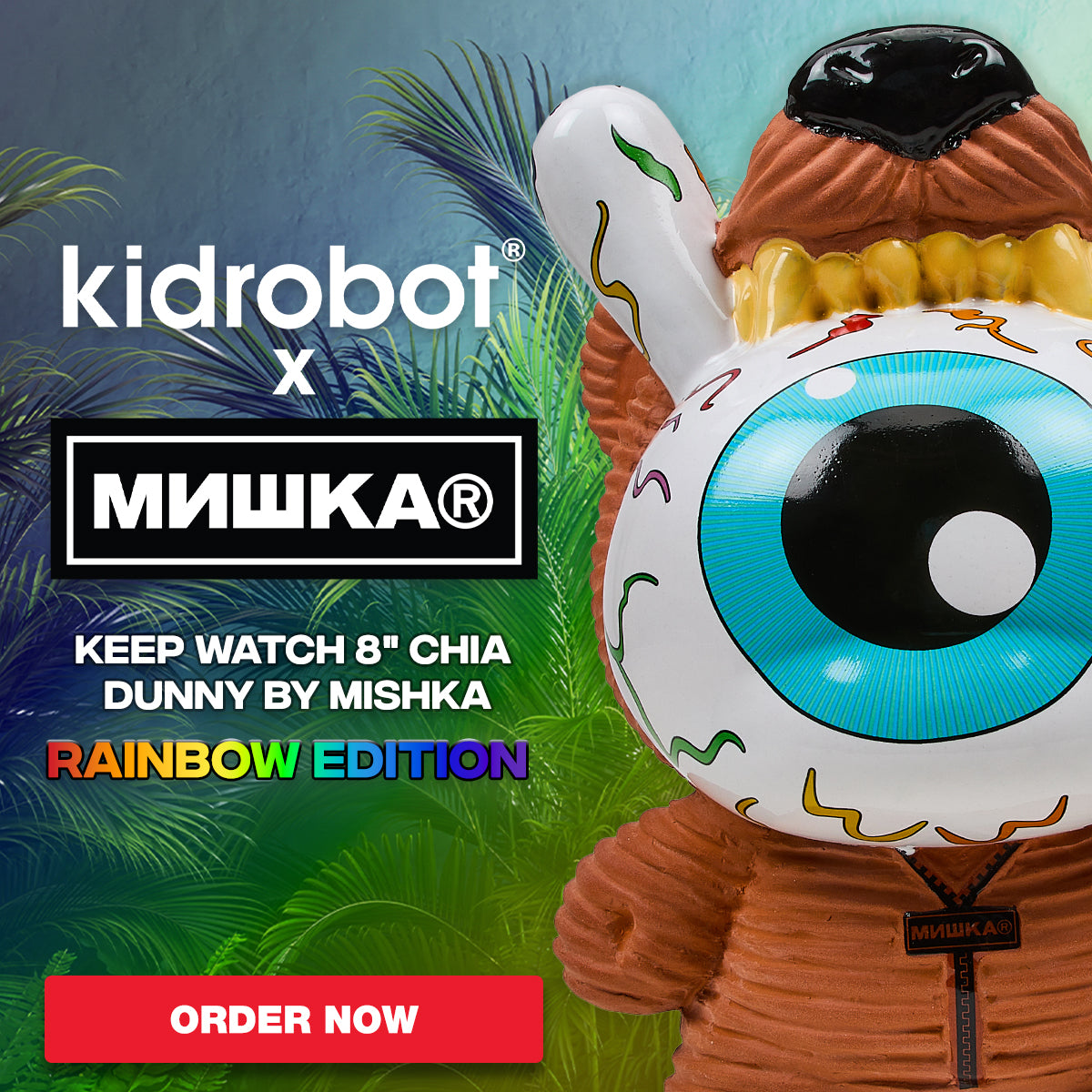 Keep Watch 8" Chia Dunny by Mishka - Kidrobot.com Rainbow Edition