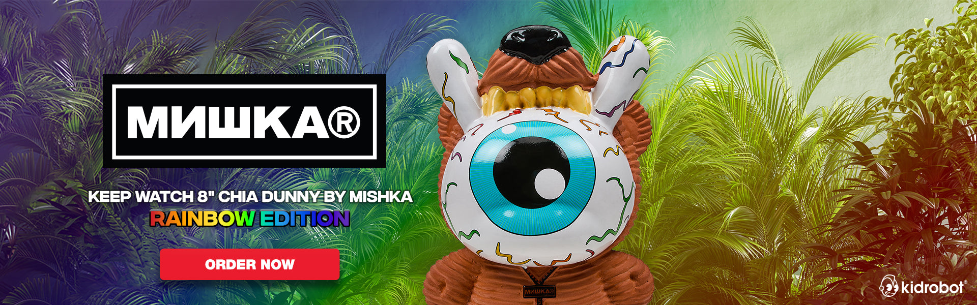 Keep Watch 8" Chia Dunny by Mishka - Kidrobot.com Rainbow Edition