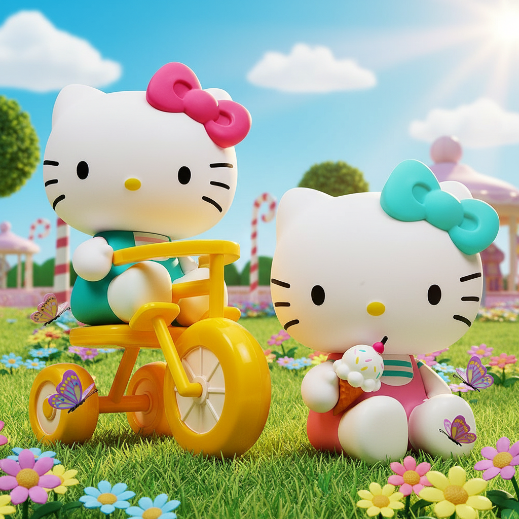 Hello Kitty® Tricycle and Ice Cream Play Theme 4.5” Vinyl Figure 2-Pack Set by Kidrobot