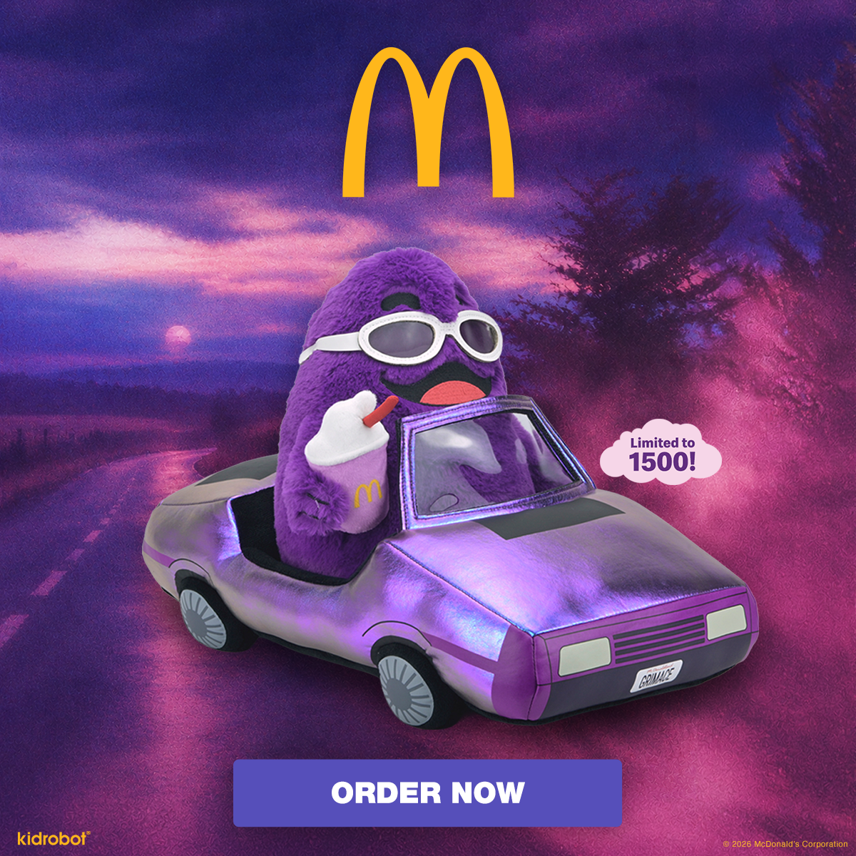 McDonald's - Grimace in Car Interactive Large Plush (Limited Edition of 1500) on Kidrobot.com