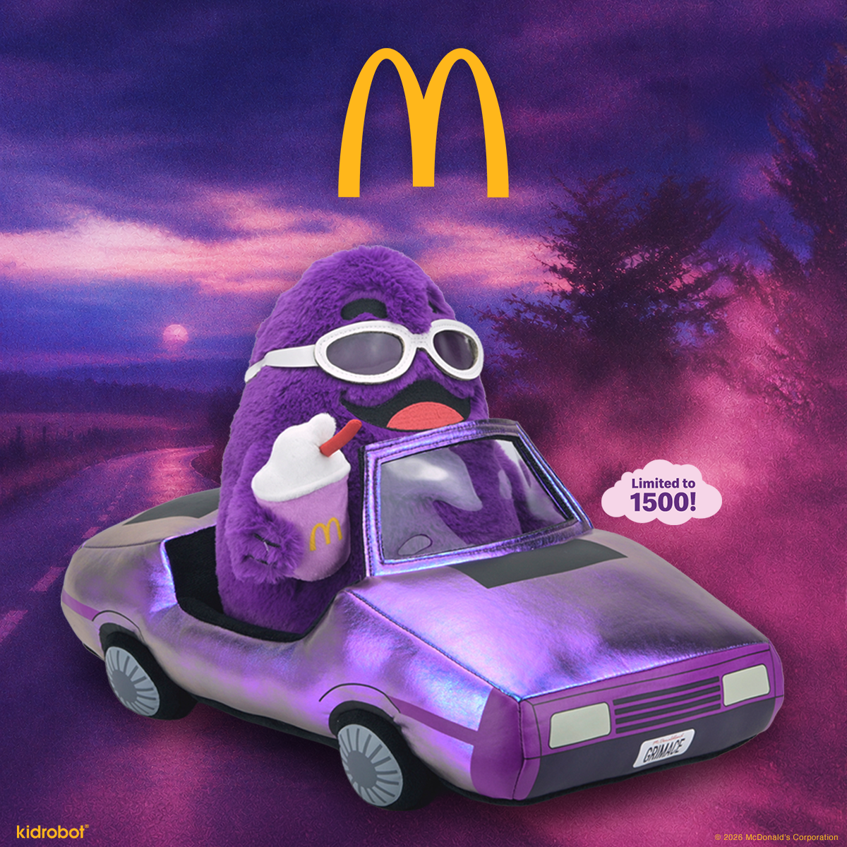 McDonald's Grimace in car interactive large plush toy, limited edition collectible figure