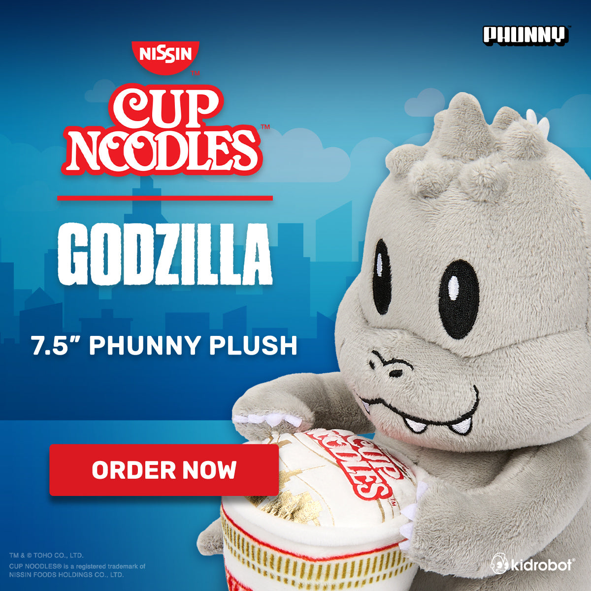 Nissin® Cup Noodles® x Godzilla Phunny Plush