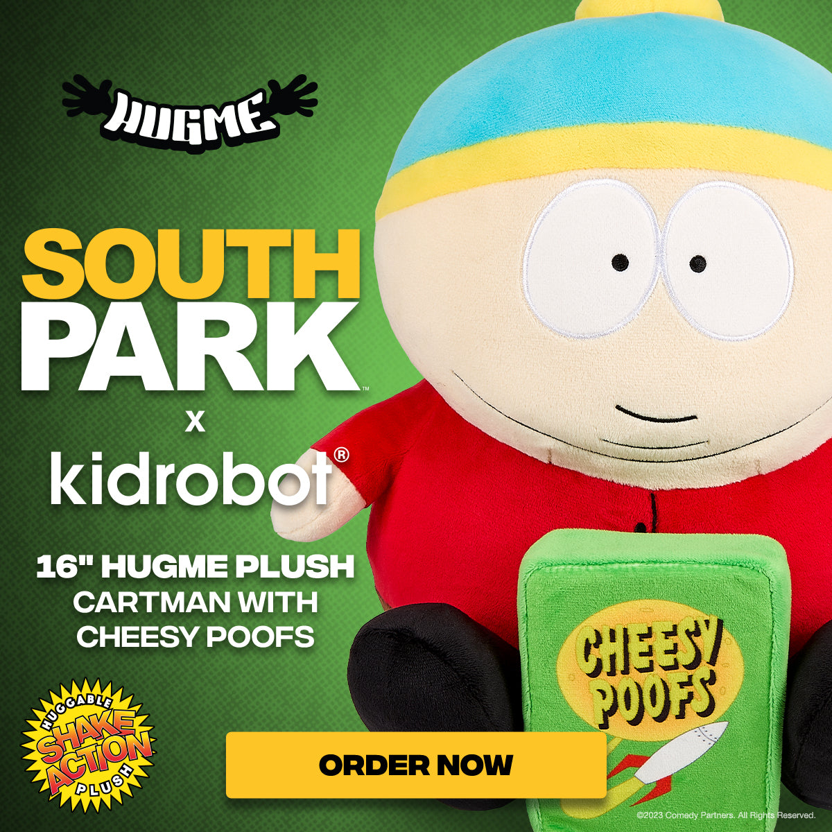 South Park 16" HugMe Plush - Cartman with Cheesy Poofs