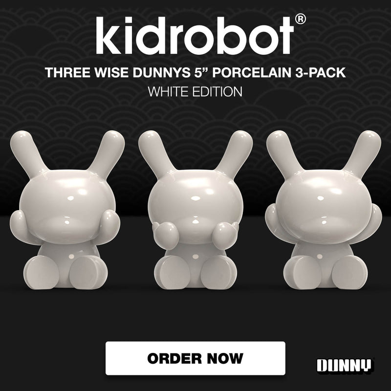 Three Wise Dunnys 5-inch Porcelain 3 Pack - White Edition - Almost gone!