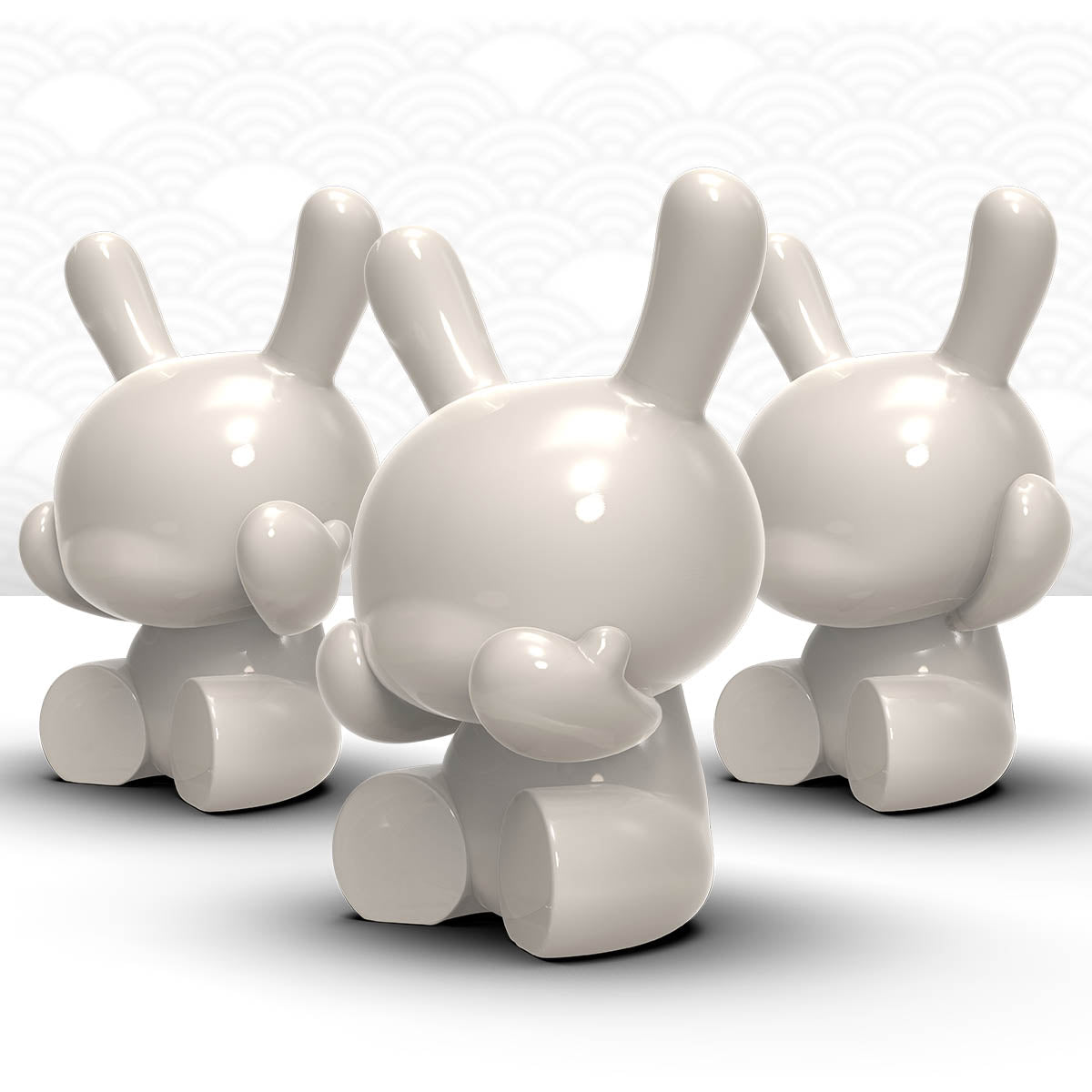 Three Wise Dunnys 5” Porcelain 3-Pack - White Edition - Limited Edition of 500 - Kidrobot