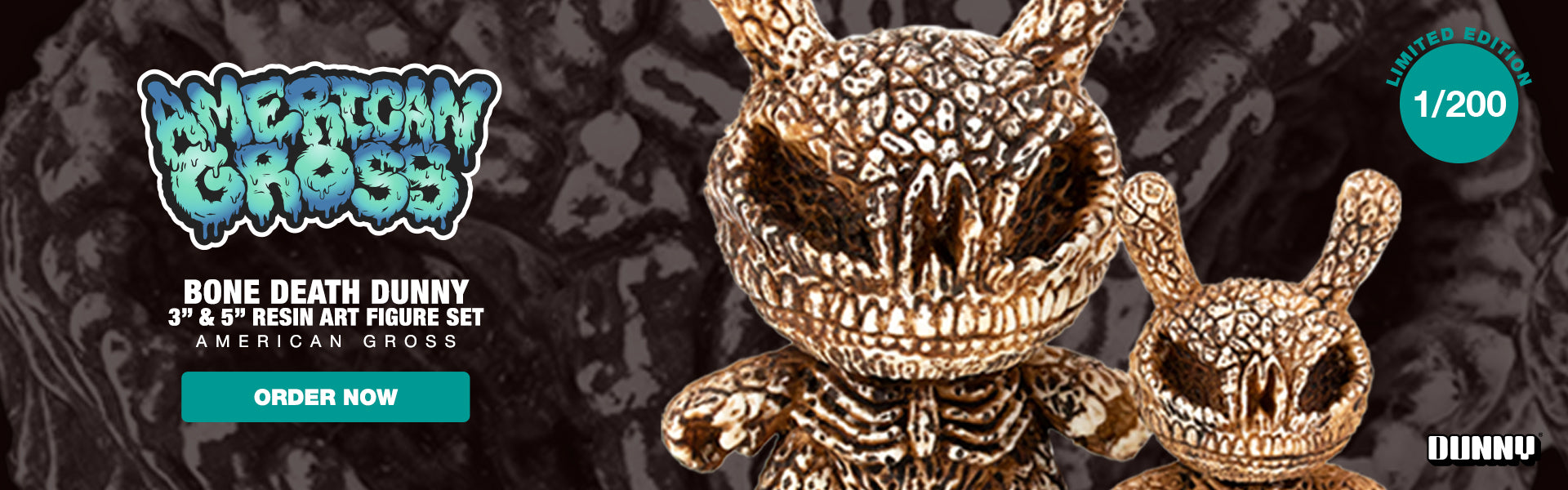 Bone Death Dunny 3” & 5” Resin Art Figure Set by American Gross (Limited Edition of 200) - Kidrobot