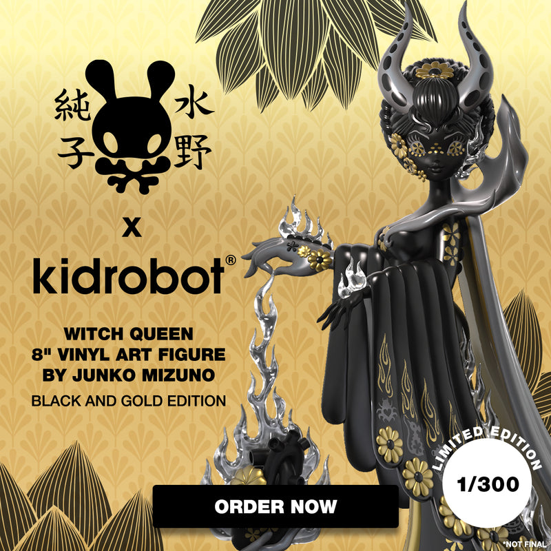 Kidrobot x Junko Mizuno Witch Queen 8" Vinyl Figure - Black and Gold Edition