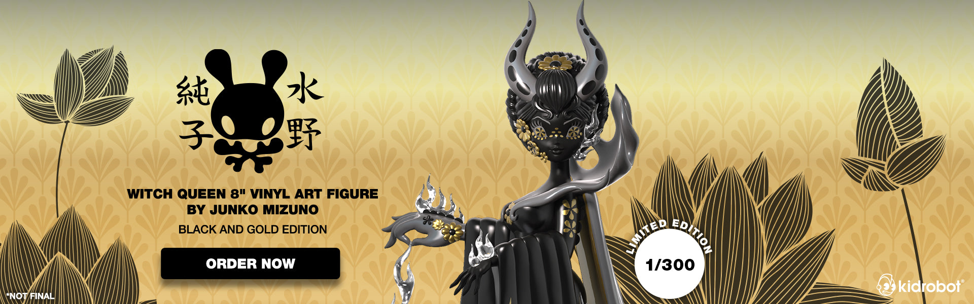 Kidrobot x Junko Mizuno Witch Queen 8" Vinyl Figure - Black and Gold Edition