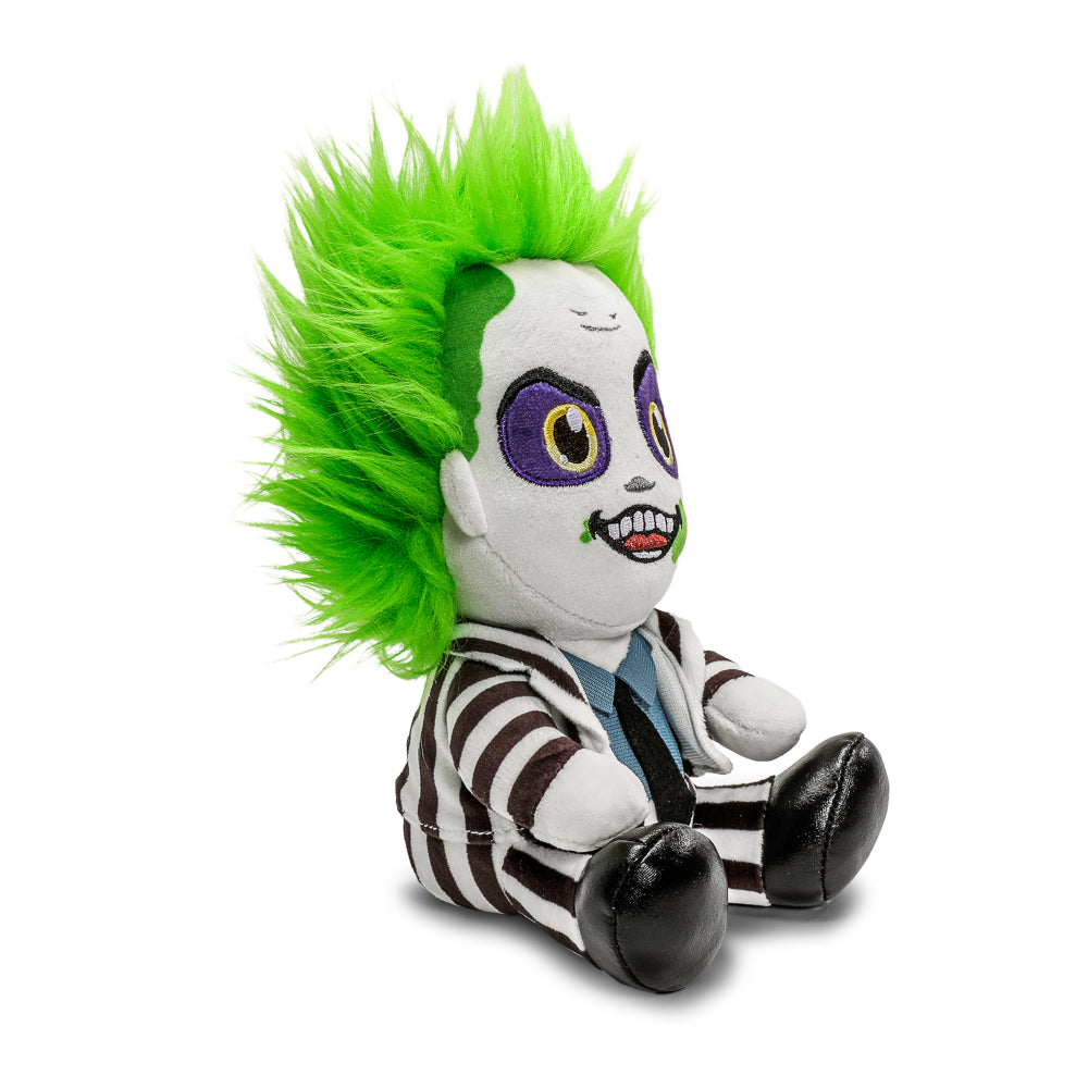 Kidrobot Beetlejuice plush toy wearing a striped suit, soft and collectible Phunny plush from the Beetlejuice series.