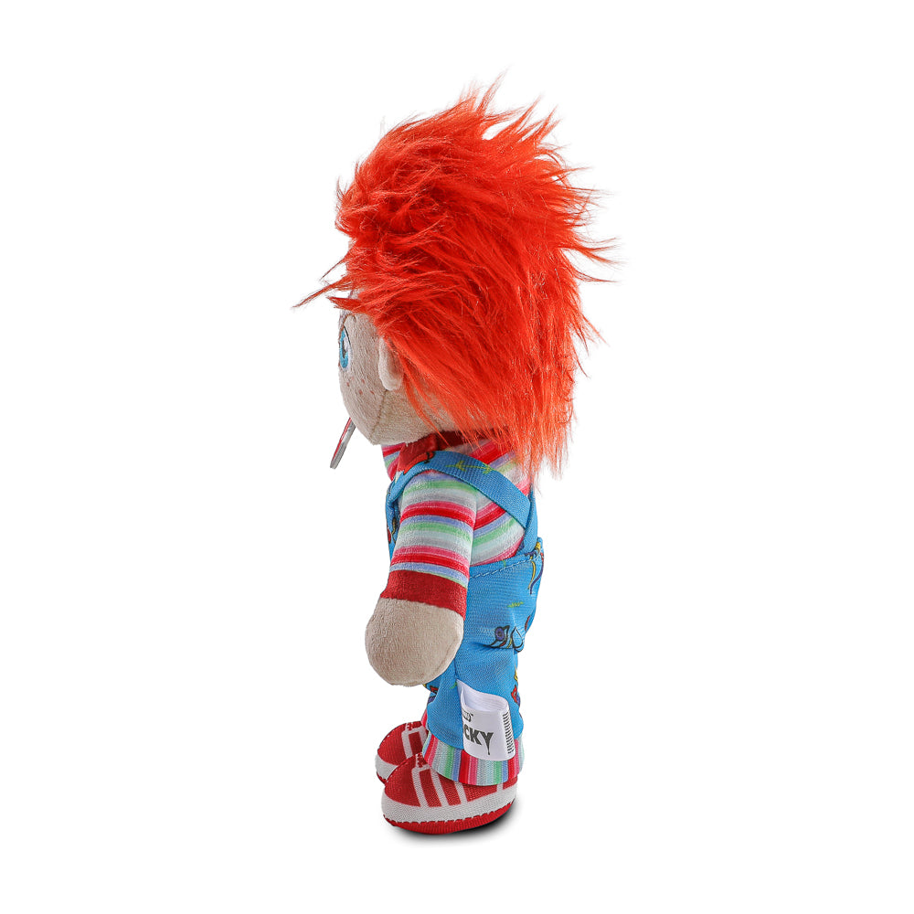 Bride of Chucky Evil Chucky and Tiffany plush set, standing in box, featuring soft, collectible Chucky and Tiffany characters.