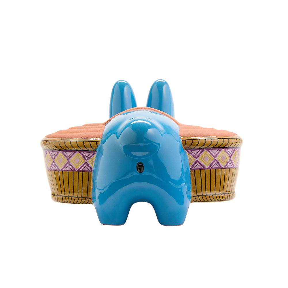 Terracotta Chia Pet Smorkin’ Labbit Smokin' Cool Blue Edition, limited to 800, with detailed facial features and blue accents.