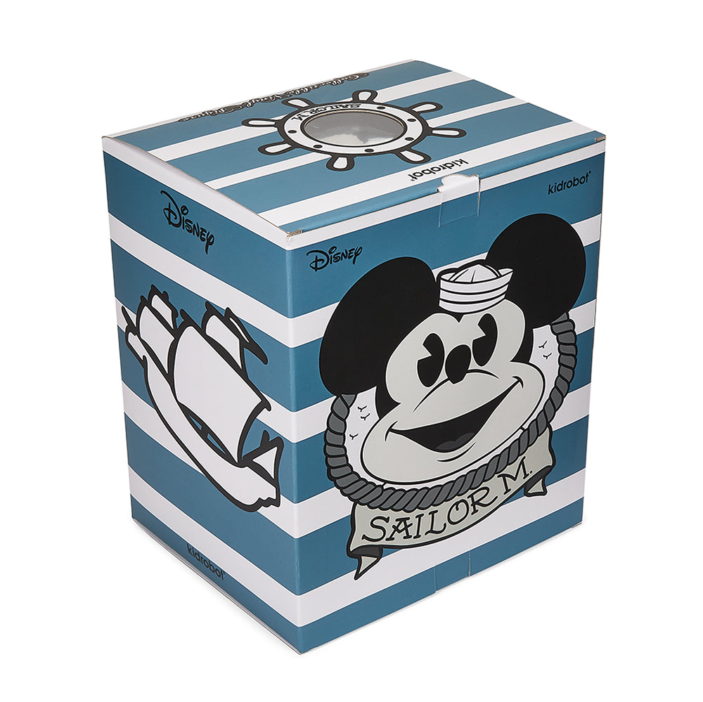 Disney Mickey Mouse Sailor M collectible vinyl art figure by Pasa in exclusive black and gold edition, featuring Mickey in sailor outfit.