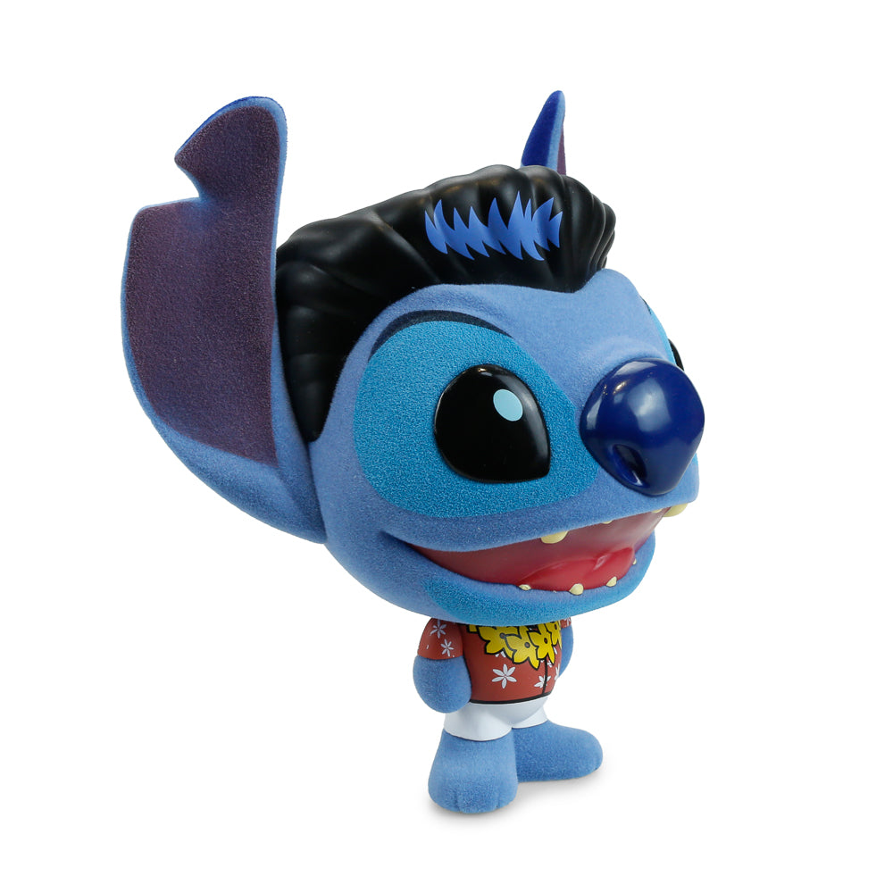 Disney Stitch Elvis BHUNNY 4-inch flocked vinyl figure set featuring Stitch inspired by Elvis Presley with detailed flocked texture.