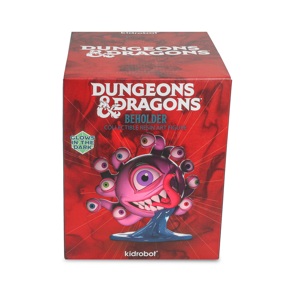 Dungeons & Dragons Beholder 7-inch glow-in-the-dark resin art figure by Kidrobot, featuring detailed sculpting and glowing eyes.