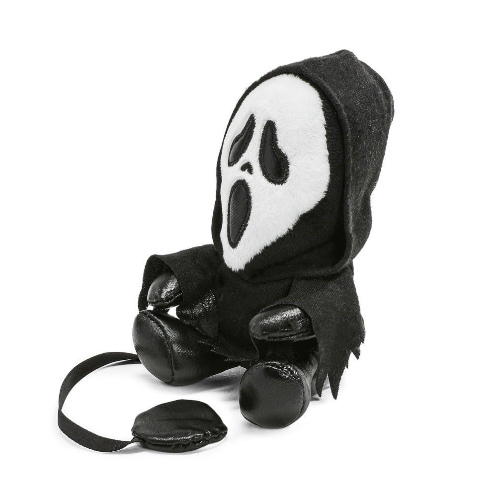 Ghost Face Plush Shoulder Phunny plush toy featuring a spooky ghost face design, soft and cuddly for display or comfort.