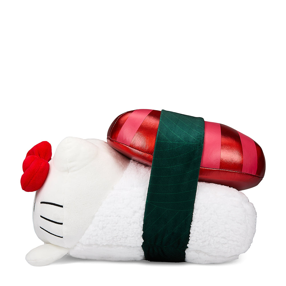 Sanrio Hello Kitty 10-inch plush toy dressed as nigiri sushi, soft and cuddly, part of Hello Kitty and Friends collection.