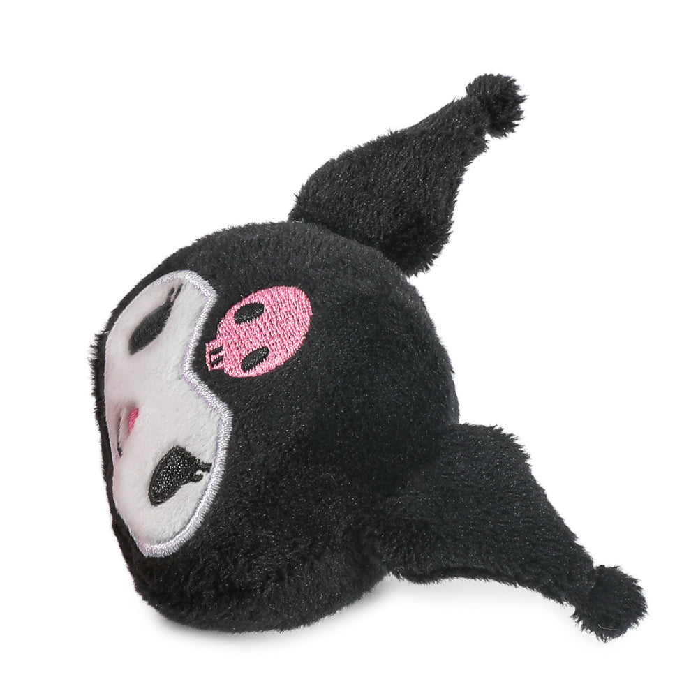 Set of four Sanrio Hello Kitty and Kuromi plush pins featuring colorful, cute character designs for accessories or collectibles.