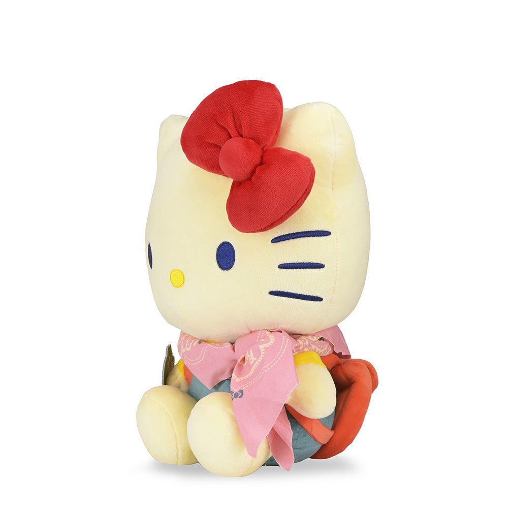 Large Hello Kitty Camp Adventure plush by Sanrio, soft and cuddly plush toy featuring Hello Kitty in outdoor camping attire.