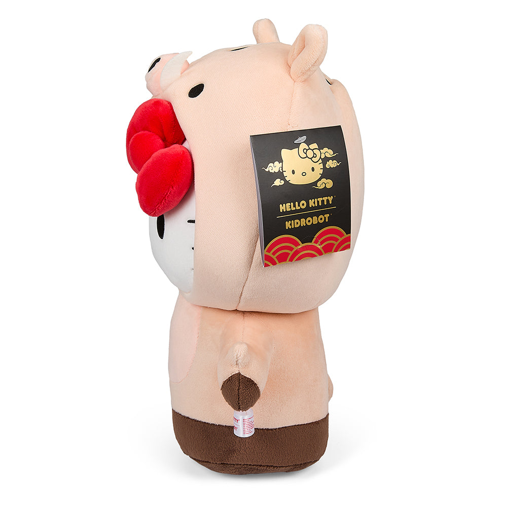 Sanrio Hello Kitty Chinese Zodiac Year of the Pig 13-inch plush toy by Kidrobot, featuring a cute pig design with Hello Kitty charm.