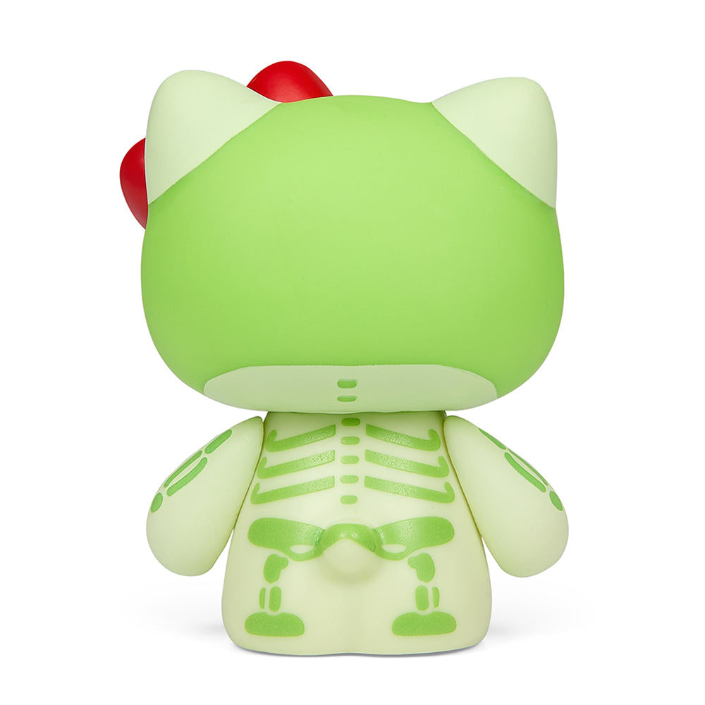 Sanrio Hello Kitty Halloween collectible vinyl mini figure from limited edition series, featuring a green skeleton design.