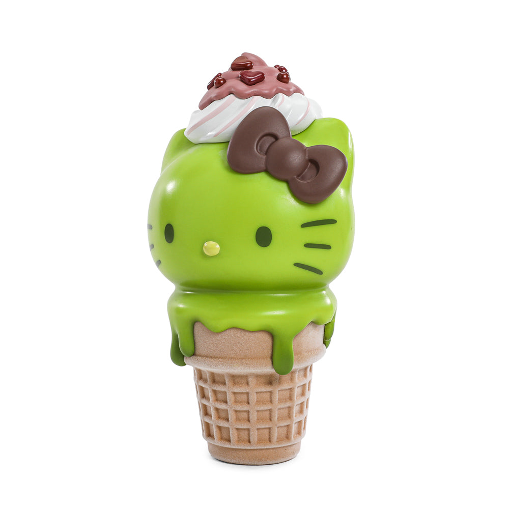 Hello Kitty Ice Cream Cone 6” vinyl art figure by Sanrio, glow-in-the-dark Matcha with Chocolate edition, limited to 500.