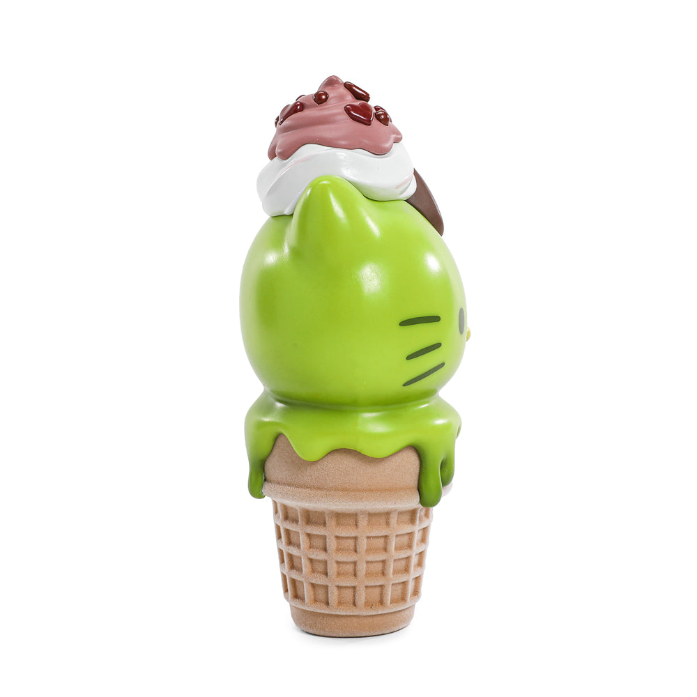 Hello Kitty Ice Cream Cone 6” vinyl art figure by Sanrio, glow-in-the-dark Matcha with Chocolate edition, limited to 500.