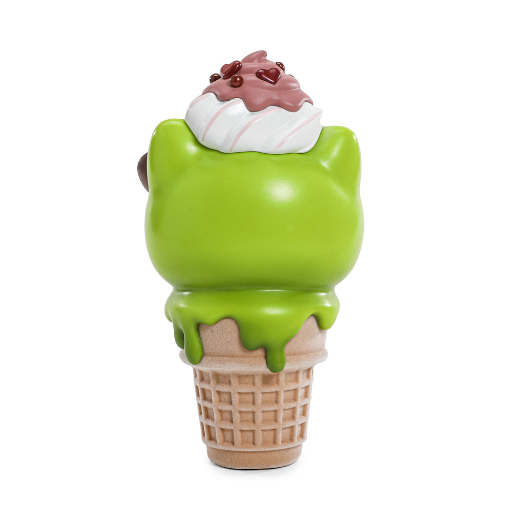 Hello Kitty ice cream cone art figure by Sanrio, 6-inch vinyl collectible with glow-in-the-dark matcha and chocolate design, limited edition