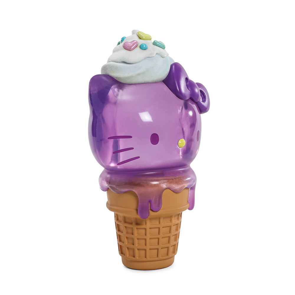 Sanrio Hello Kitty ice cream cone art figure and pin bundle, limited edition Ube flavor, complete collection, Kidrobot exclusive.
