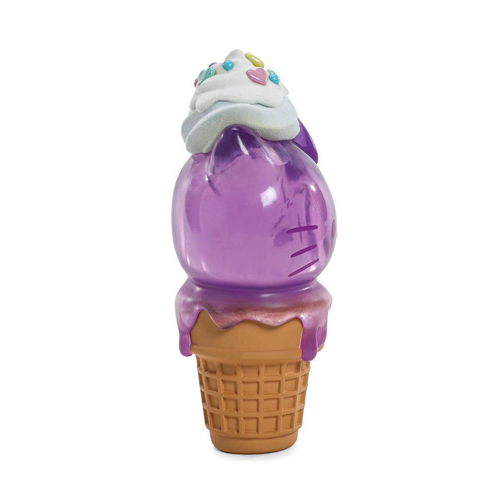 Hello Kitty Ube Ice Cream Cone art figure and pin bundle by Sanrio, limited edition collectible set with detailed design.