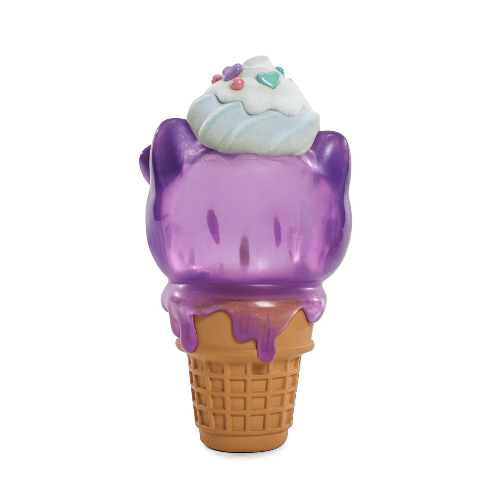 Hello Kitty Ube Edition ice cream cone art figure and pin bundle by Sanrio, limited edition Kidrobot exclusive collection.