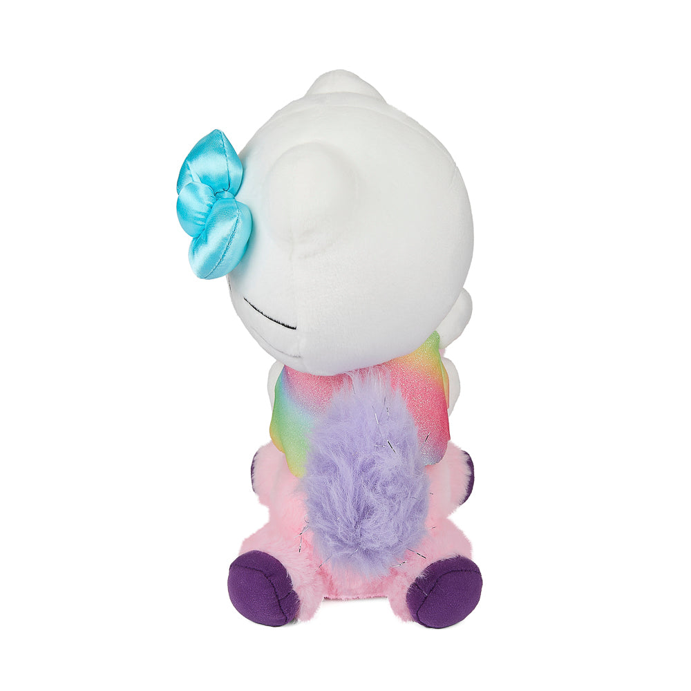 Sanrio Hello Kitty® riding a 13-inch plush unicorn with pink mane and tail, soft and cuddly for children.