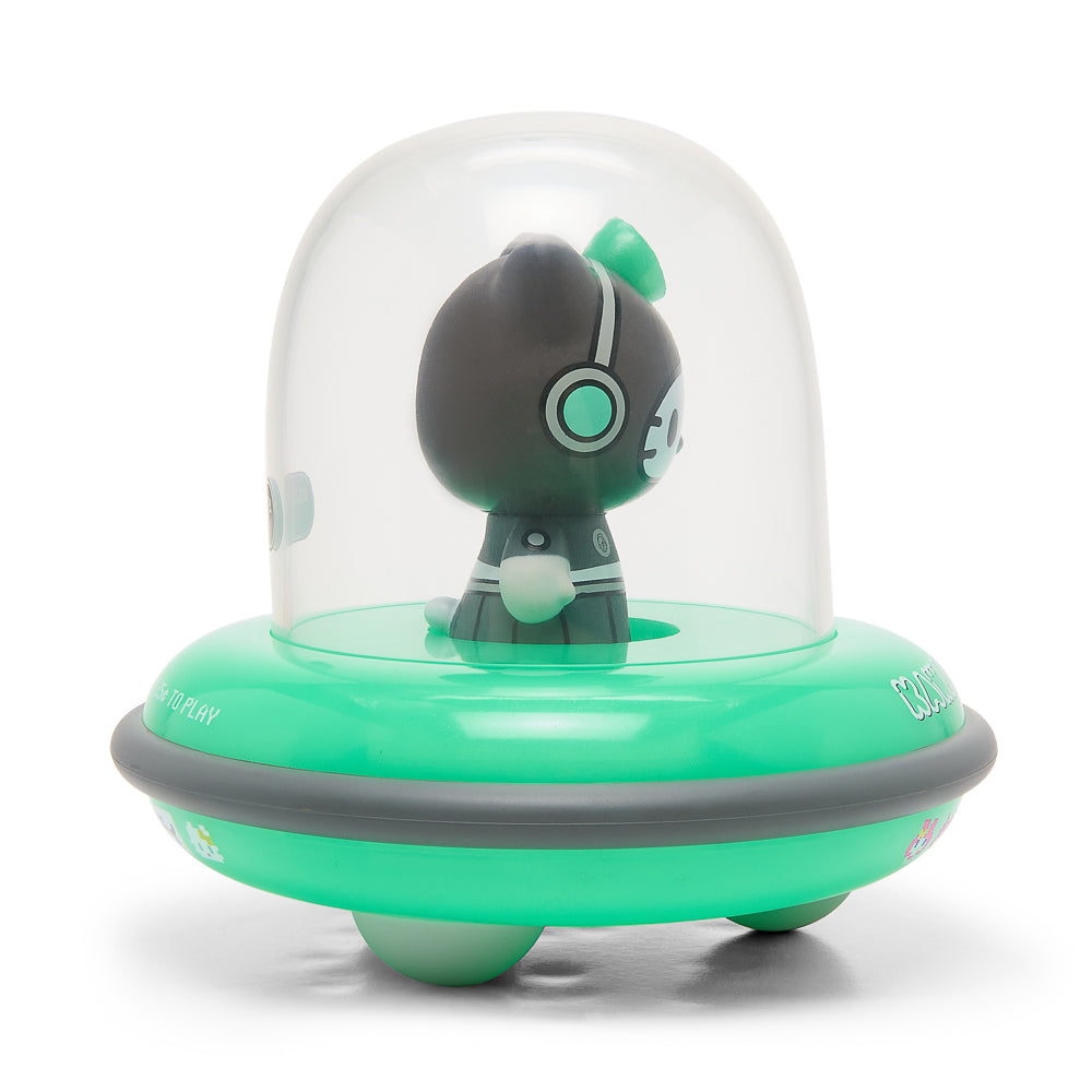 Sanrio Hello Kitty UFO Arcade Gamer 5-inch vinyl art figure in glow-in-the-dark edition, limited to 600 pieces, Kidrobot exclusive.
