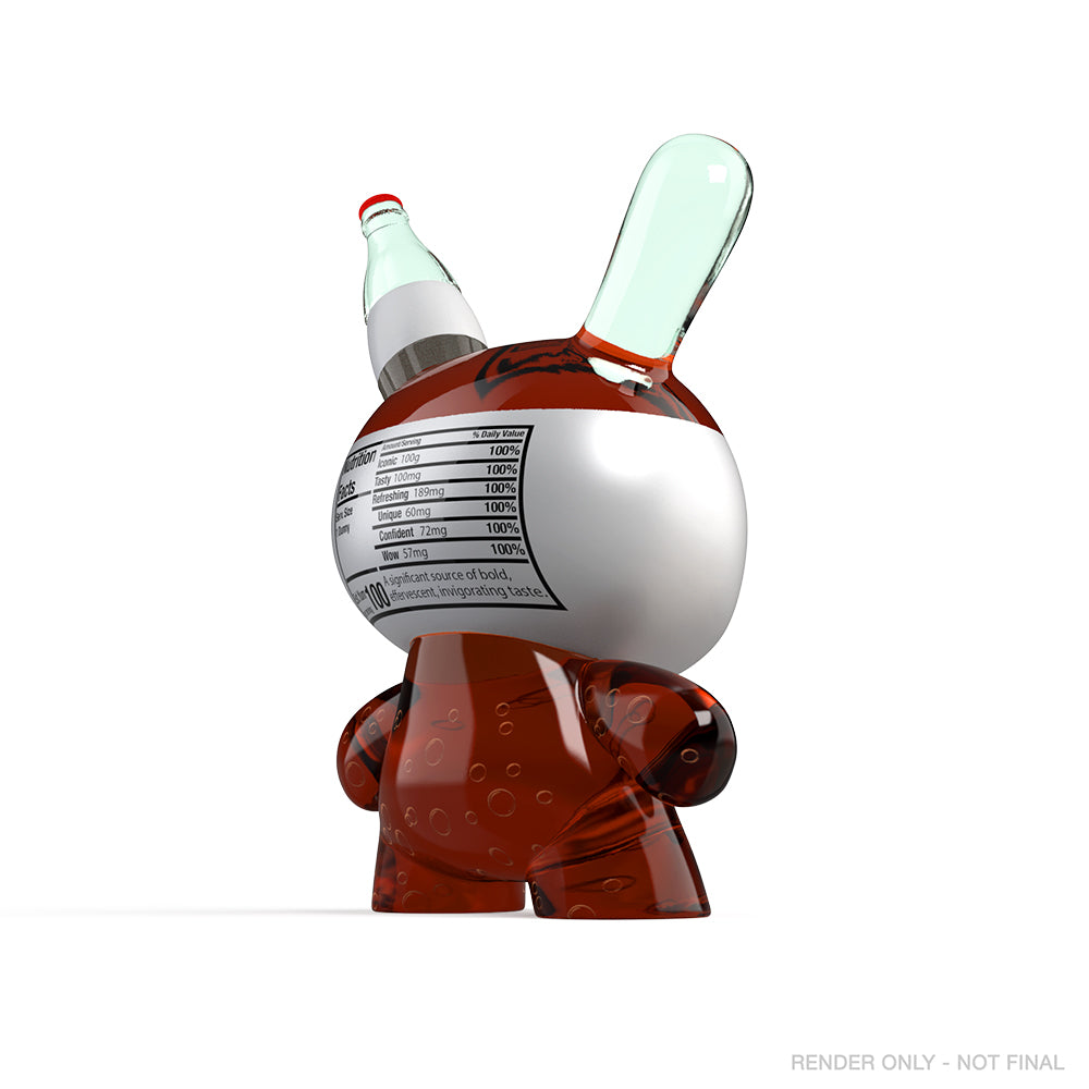 Kidrobot Coca-Cola 3-inch resin Dunny art figure, pre-order collectible toy with bold red and white design, featuring Coke branding.