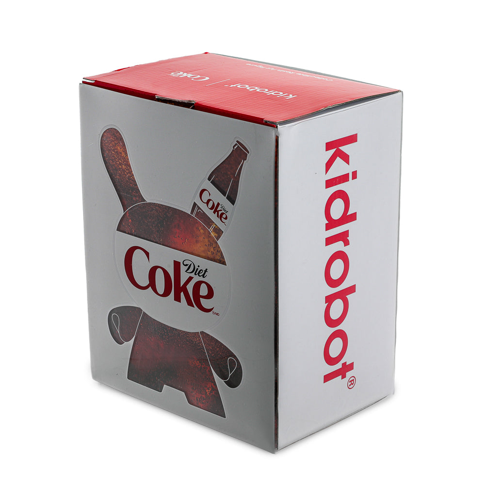 Limited edition Kidrobot Coca-Cola resin Dunny art figure, 8-inch collectible toy with detailed design and unique Coca-Cola branding.