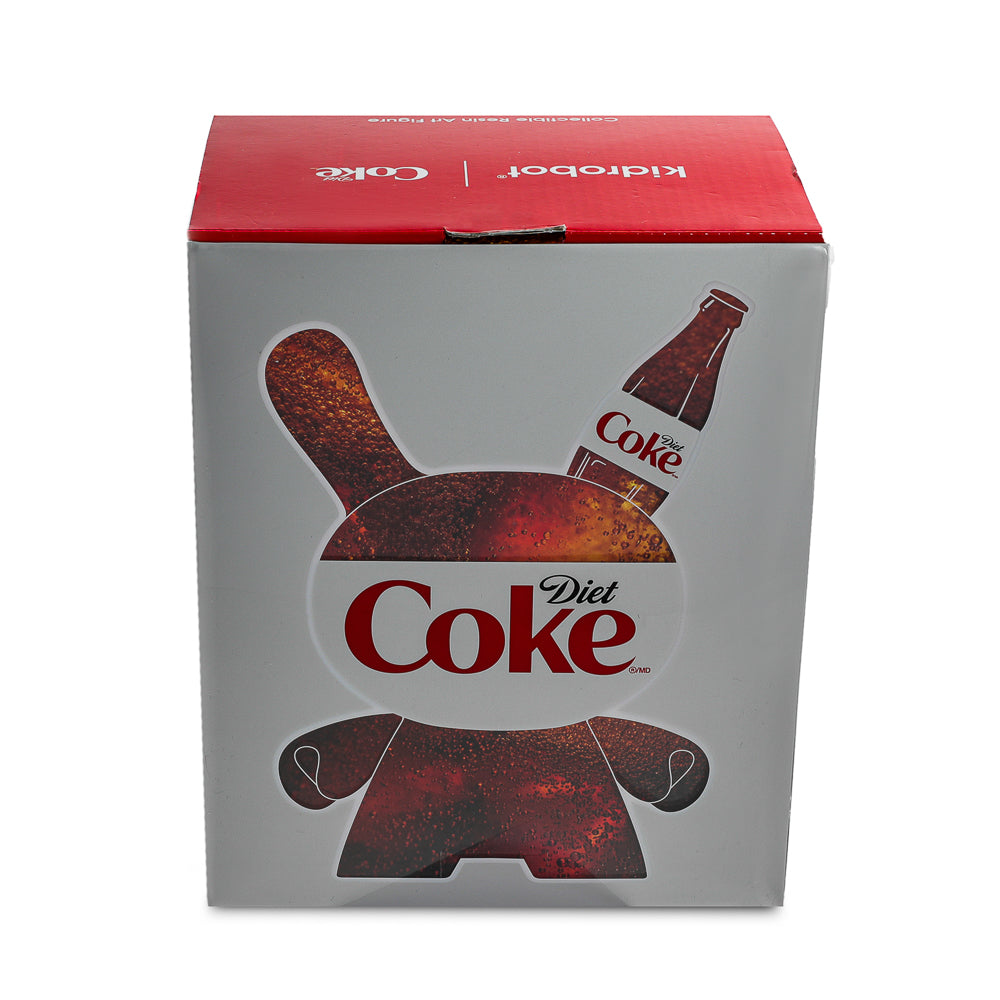 Limited edition Kidrobot Coca-Cola 8-inch resin Dunny art figure, featuring bold Coca-Cola branding and unique design details.
