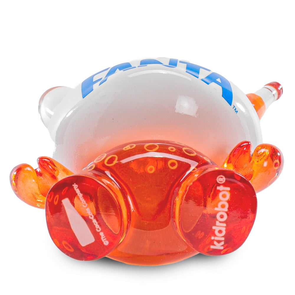 Kidrobot Coca-Cola Fanta Orange 3-inch resin Dunny art figure with vibrant orange color and detailed design.