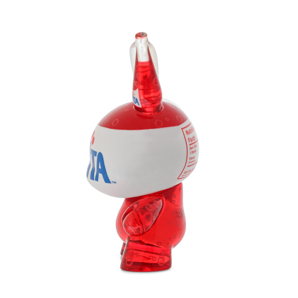 Set of four Kidrobot Coca-Cola Fanta resin Dunny art figures, 3-inch collectible toys with colorful, detailed designs.