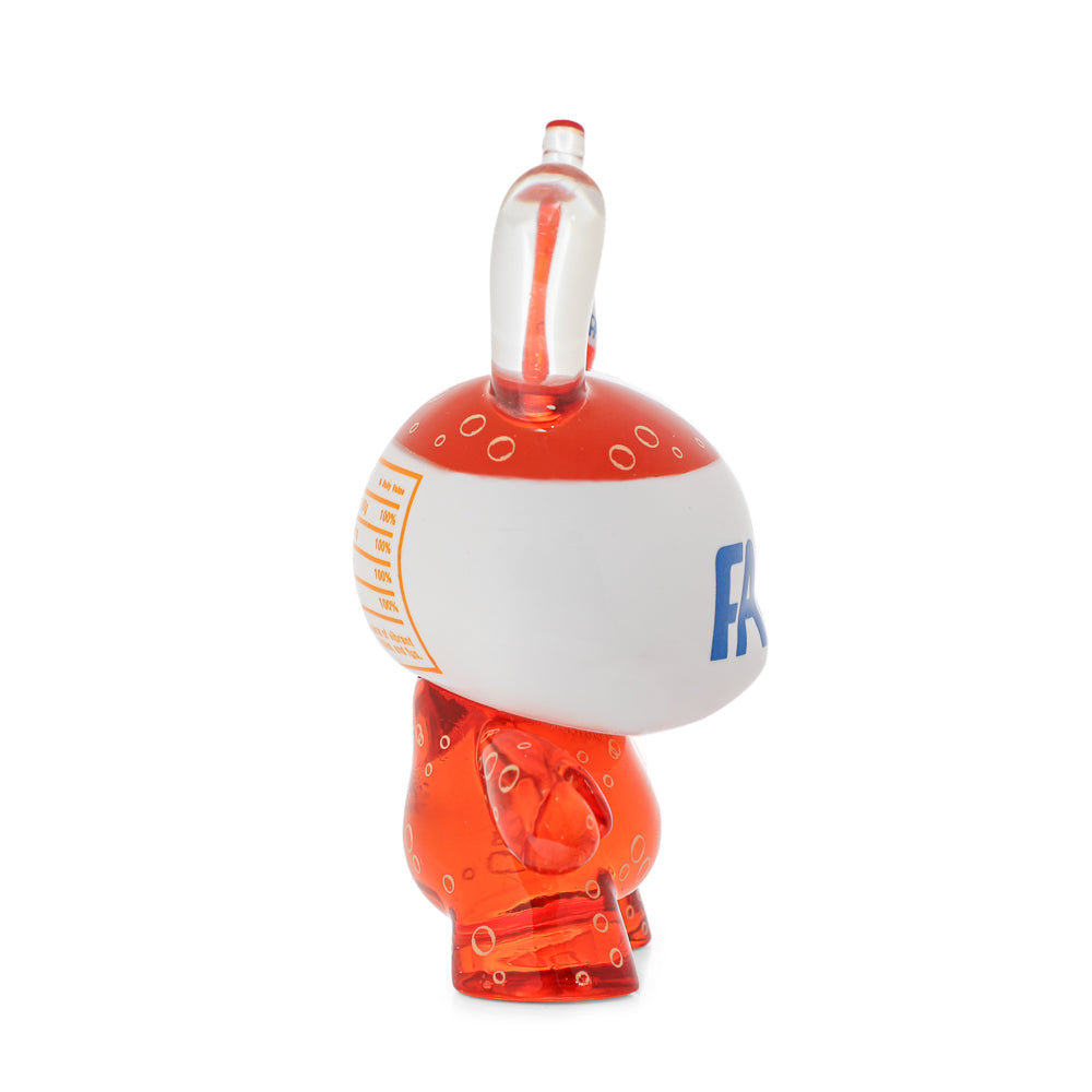 Set of four Kidrobot Coca-Cola Fanta resin Dunny art figures, 3-inch collectible toys with colorful, playful designs.