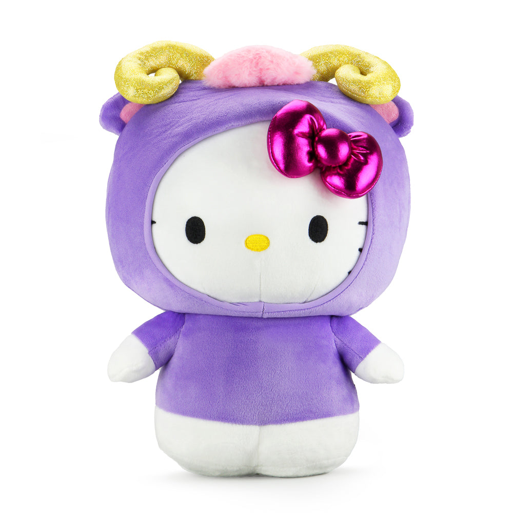 Sanrio Kidrobot Hello Kitty Zodiac Medium Plush in Aries edition, featuring a soft, collectible plush toy with Aries-themed design.