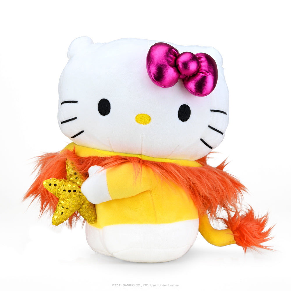 Sanrio Kidrobot Hello Kitty Zodiac Medium Plush Leo Edition featuring soft fabric and detailed Leo zodiac design.