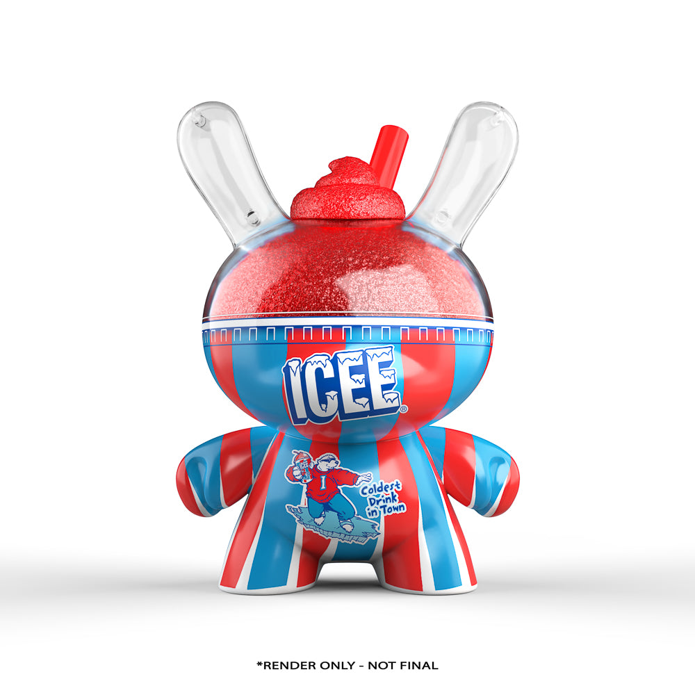 Cherry ICEE 8-inch Dunny art figure by Kidrobot and ICEE, featuring bright cherry-themed design and detailed collectible artwork.