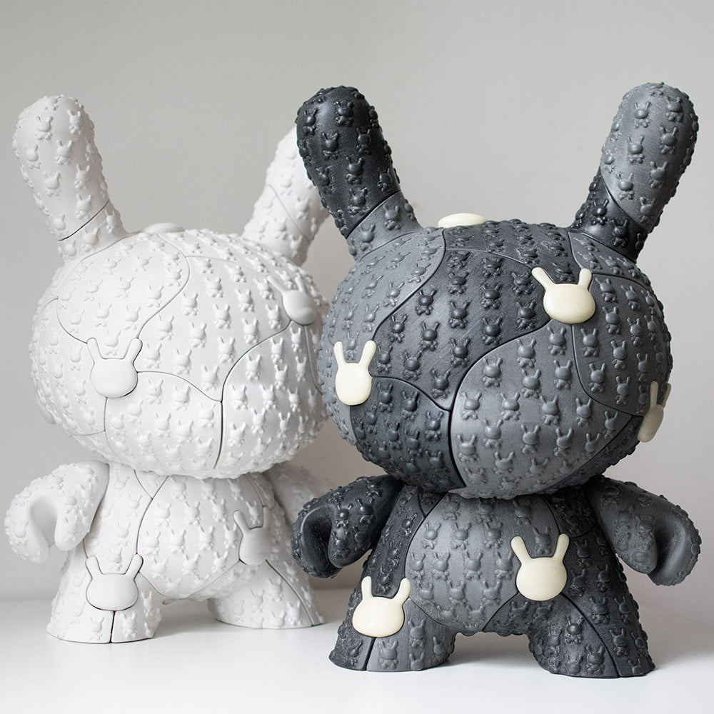 Locknesters Kidrobot x Puzzle Dunny 20" glow-in-the-dark monochrome art figure, limited edition pre-order, collectible designer toy.