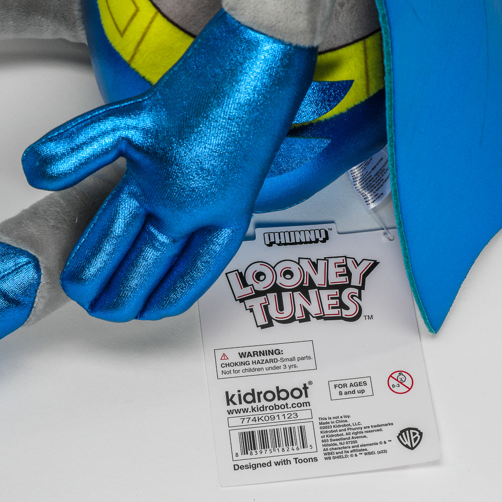 Looney Tunes Bugs Bunny as Batman 13-inch plush toy, soft and cuddly, featuring Bugs Bunny dressed as Batman.