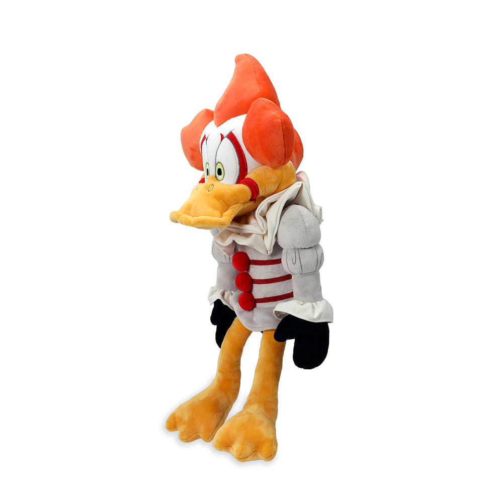 Looney Tunes Daffy Duck as Pennywise 13-inch plush toy, featuring Daffy with Pennywise clown costume and red balloon details.