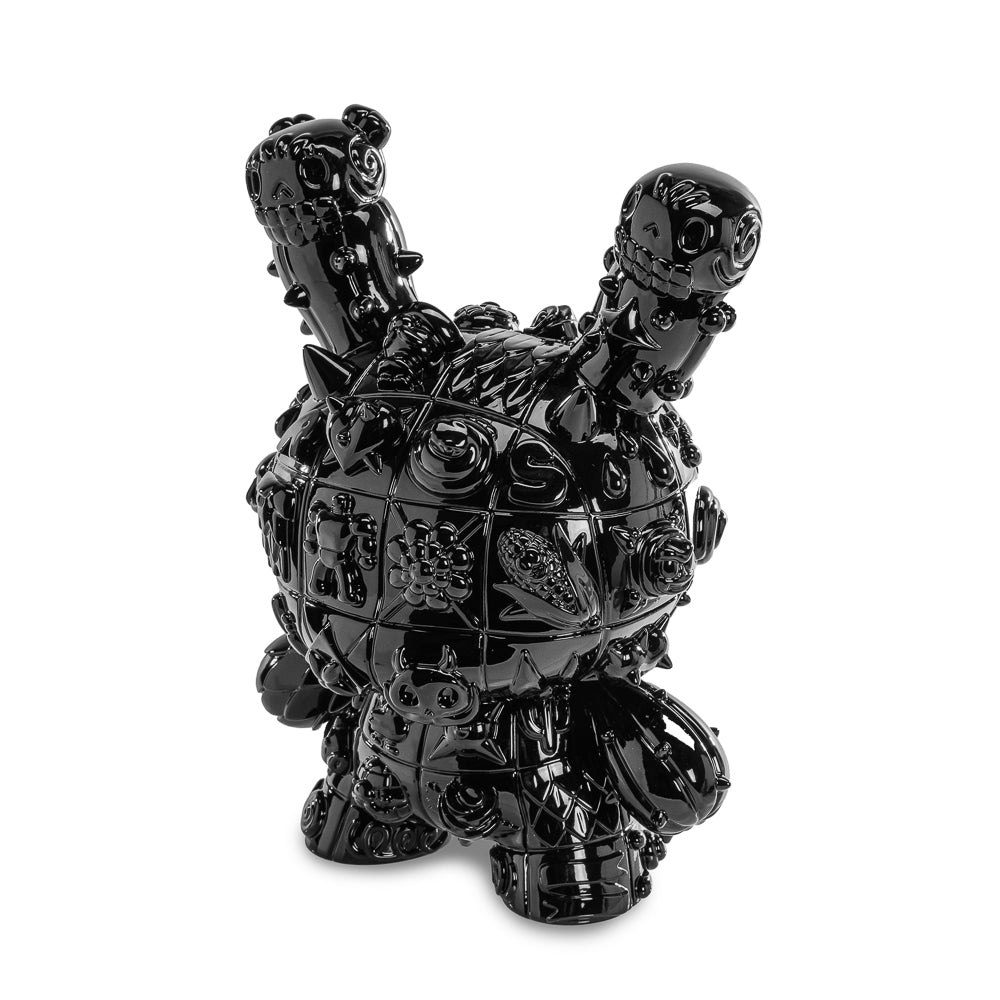 MONOLITH Dunny 8-inch vinyl art figure by ROBOT SODA, Onyx Edition, limited to 300, showcasing a sleek black design and detailed features.