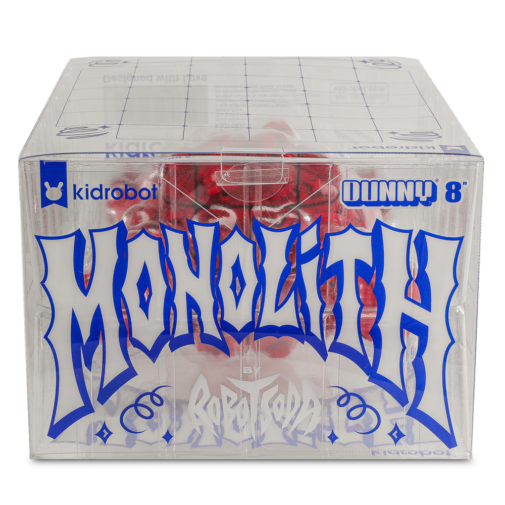 Limited edition MONOLITH Dunny 8" art figure by ROBOT SODA, Sangre Edition with detailed sculpted vinyl design.